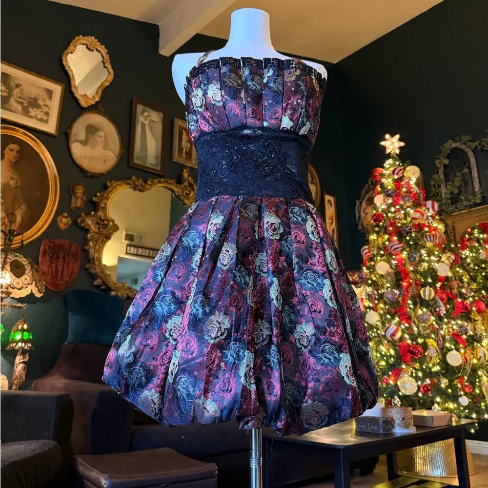 Bebe vintage goth Rose Bubble Dress— Small - Picture 10 of 12